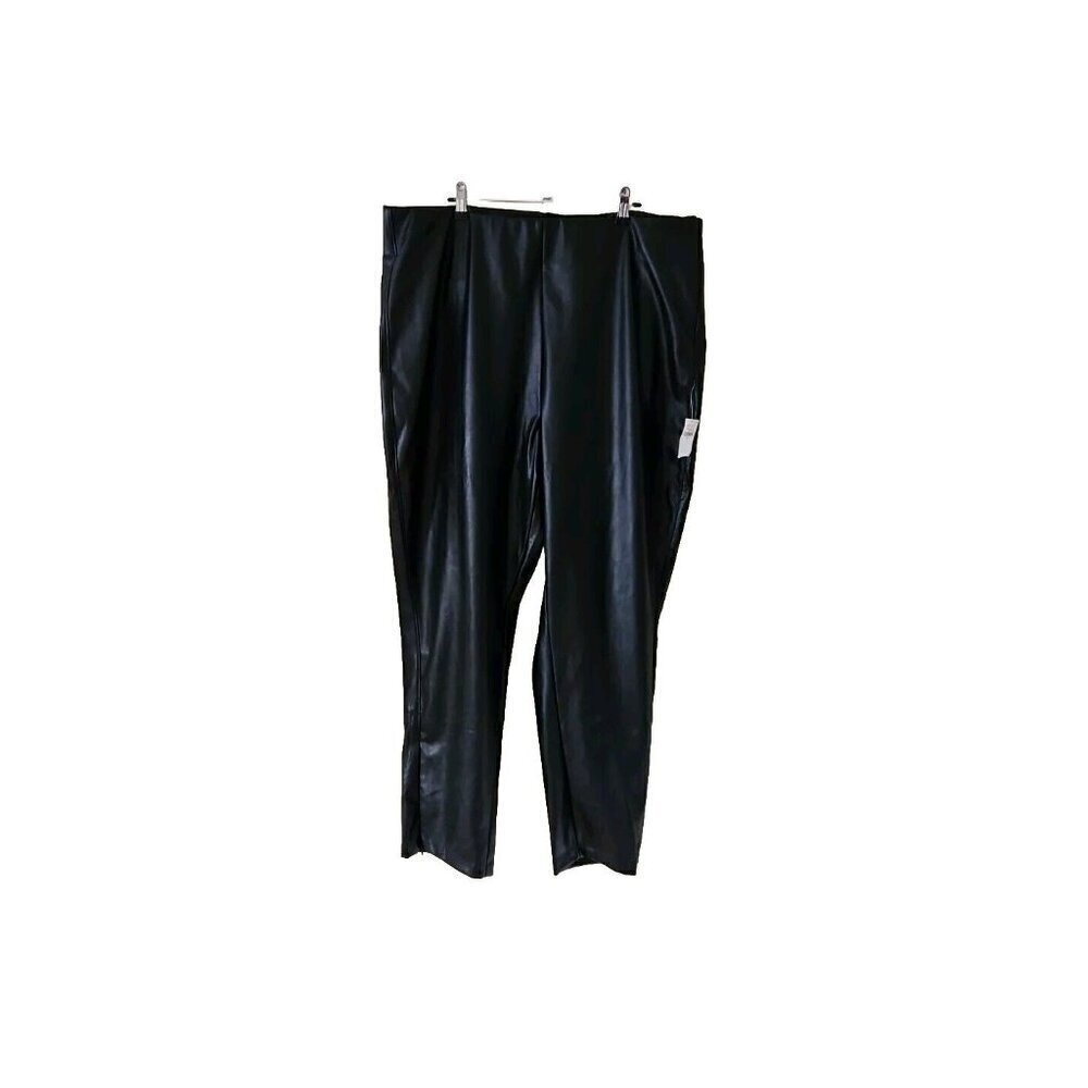 Old Navy Pants Womens US20 Black High Rise Faux Leather Zip Goth Office